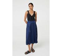 Izabel London Animal Print Button Detail Midi Skirt - Navy - 12