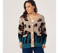 Izabel London Animal Print Cardigan MULTI SIZE 10