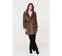 Izabel London Animal Print Faux Fur Tie Waist Jacket In Beige Beige 12