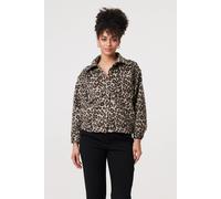 Izabel London Animal Print Flannel Shirt Jacket In Beige Beige 14