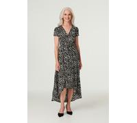 Izabel London Animal Print High Low Maxi Dress - Black - 8