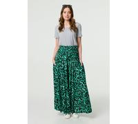 Izabel London Animal Print High Waist Palazzo Pants - Green - 14