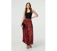 Izabel London Animal Print High Waist Palazzo Pants - Red - 10