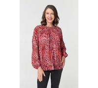Izabel London Animal Print Long Sleeve Tunic Blouse - Pink - 10