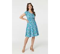 Izabel London Animal Print Ruched Front Jersey Dress - Purple - 14