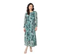 Izabel London Animal Print Semi Sheer Maxi Dress for Women UK with Long Puff Sleeves and a tie Waist.