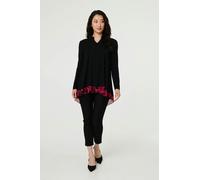 Izabel London Animal Print Semi Sheer Relaxed Top - 8 - Black