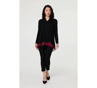 Izabel London Women's Animal Print Semi Sheer Relaxed Top in Black | Size: 12 Izabel London Black 12