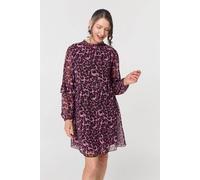 Izabel London Animal Print Semi Sheer Short Dress In Purple Purple 12