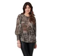 Izabel London Animal Print Sheer Mesh Blouse for Women UK with Long Puff Sleeves and a Relaxed fit.