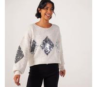 Izabel London Argyle Sequin Knit Jumper NAVY SIZE 10