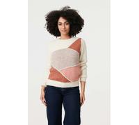 Izabel London Asymmetric Colour Block Knitted Jumper - 16 - White