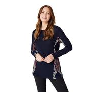 Izabel London Aztec Panel Print Tunic Top For Women UK with round neck, long sleeves and longline silhouette.