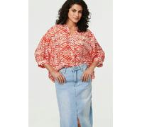 Izabel London Aztec Print 3/4 Sleeve Relaxed Blouse - 12 - Orange
