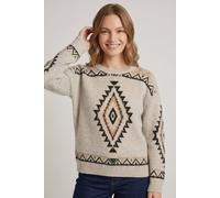 Izabel London Aztec Print Relaxed Drop Shoulder Jumper In Grey Grey