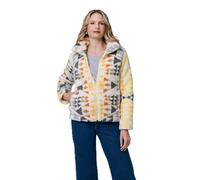 Izabel London Aztec Print Relaxed Teddy Fur Jacket For Women UK with a collar, a zip front and a hip length hem.