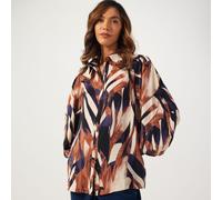 Izabel London Balloon Sleeve Printed Shirt BROWN MULTI SIZE 10