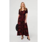 Izabel London Baroque Print Puff Sleeve Maxi Dress - 16 - Black
