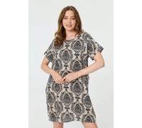 Izabel London Baroque Print Relaxed Short Shift Dress - Navy - M