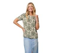Izabel London Baroque Print Short Sleeve Relaxed Top - Green - 8