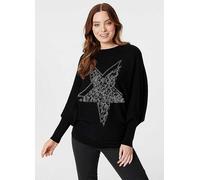 Izabel London Black Star Embellished Knit Jumper Black