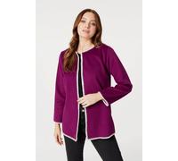Izabel London Blanket Stitch Open Front Coat In Purple Purple M/L