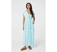 Izabel London Blue Striped Cap Sleeve Empire Maxi Dress Blue 12