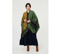 Izabel London Women's Border Print Hanky Hem Poncho Izabel London Multicolor One Size