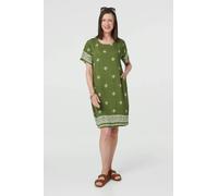 Izabel London Border Print Knee Length Shift Dress - 12 - Green