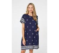 Izabel London Border Print Knee Length Shift Dress - 14 - Navy