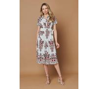 Izabel London Border Print Short Sleeve Midi Dress - 18 - Red