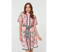 Izabel London Border Print Tie Waist Short Dress - 8