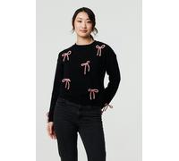 Bow Embellished Drop Shoulder Jumper Izabel London Black 12