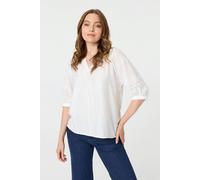 Izabel London Broderie Anglaise 3/4 Puff Sleeve Blouse - 16 - White