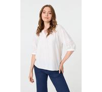 Izabel London Broderie Anglaise 3/4 Puff Sleeve Blouse In White White 8