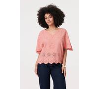 Izabel London Broderie Anglaise Angel Sleeve Blouse In Pink Pink M/L