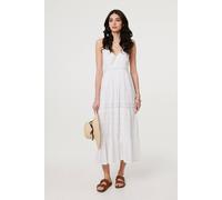 Izabel London Broderie Anglaise Cami Strap Maxi Dress In White White 14