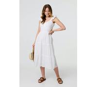 Izabel London Broderie Anglaise Frill Strap Maxi Dress - White - M