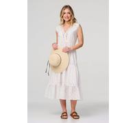 Izabel London Broderie Anglaise Tiered Dress - White - 10