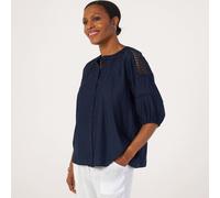 Izabel London Broderie Shoulder Detail Shirt NAVY SIZE 10