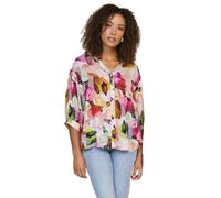 Izabel London Brushstroke Print 3/4 Sleeve Shirt Made from 100% Viscose for Women UK with v-Neck & Relaxed fit. Pink