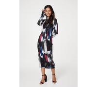 Izabel London Brushstroke Print Bodycon Dress In Pink Pink 10