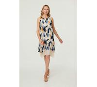 Izabel London Brushstroke Print Knee Length Dress - 16 - Blue