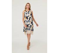 Izabel London Brushstroke Print Knee Length Dress - 10 - Blue