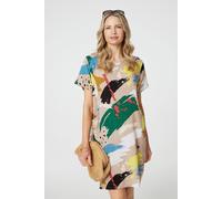 Izabel London Brushstroke Print Knee Length Shift Dress In Green Green 16