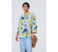 Izabel London Brushstroke Print Relaxed 3/4 Sleeve Blouse In Beige Beige S