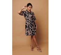 Izabel London Brushstroke Print Short Shirt Dress - 8 - Pink