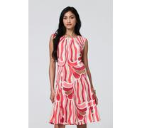 Brushstroke Print Sleeveless Knee Length Dress Izabel London Orange L