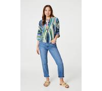 Izabel London Brushstroke Print Top With Necklace In Green Green