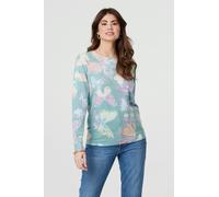 Izabel London Butterfly Print Diamante Detail Knit Top - Green - L